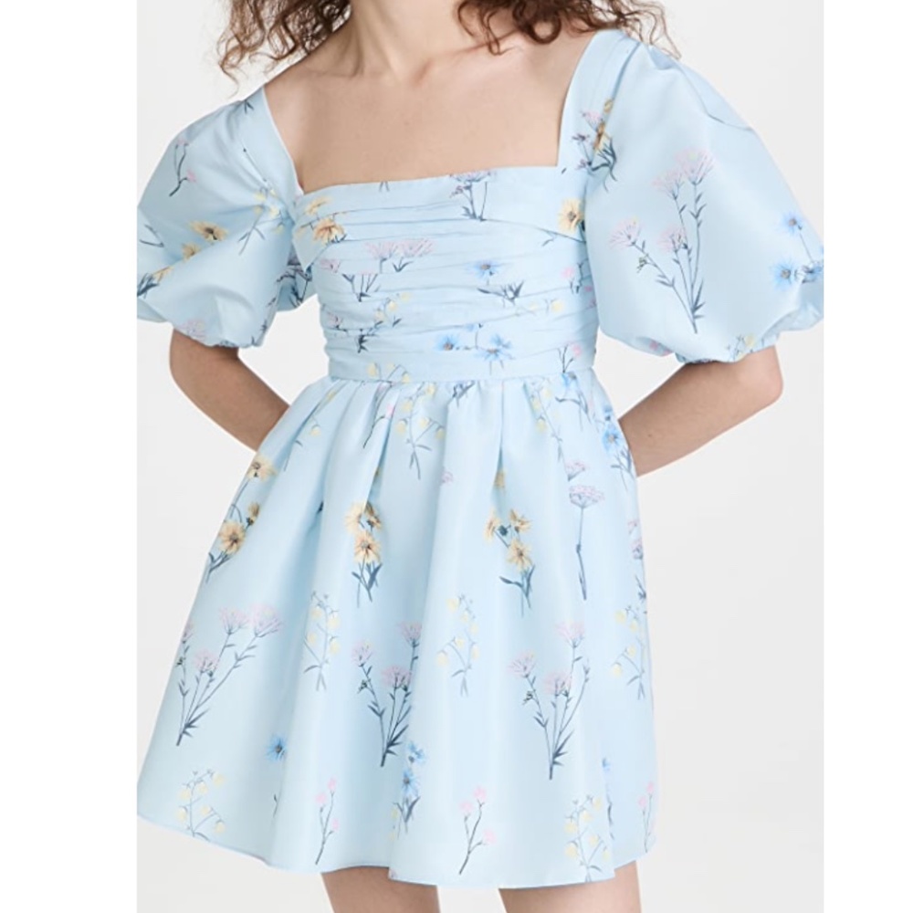 Self-Portrait Light Blue Floral Mini Dress